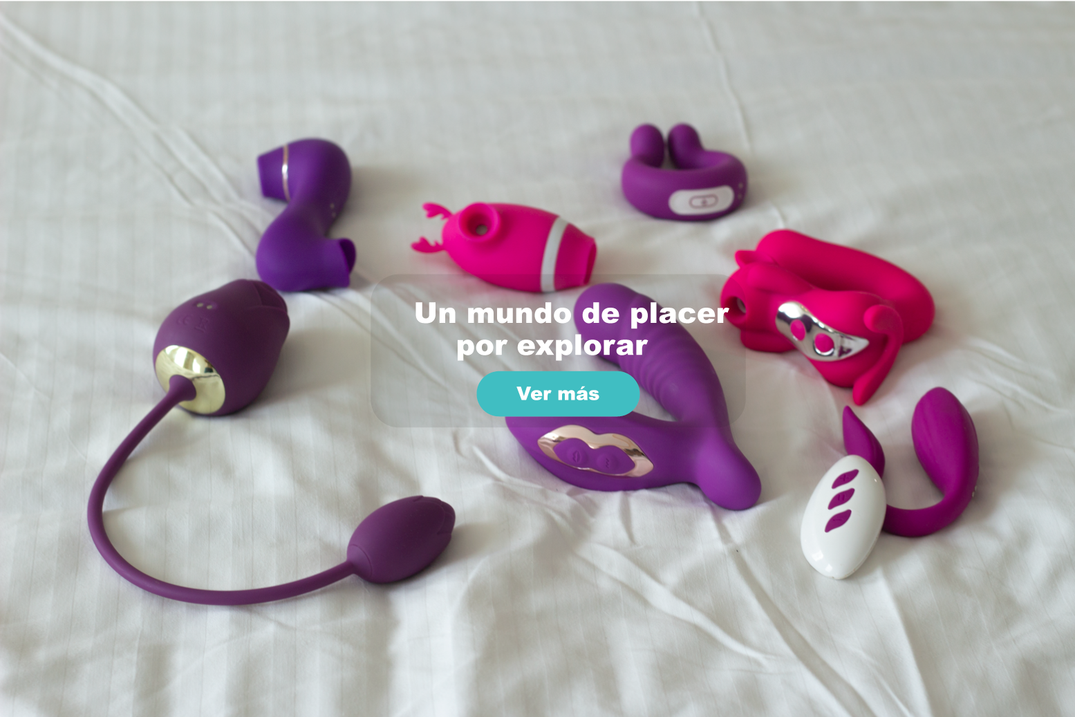 Banner con todos los juguetes de miloveup y frase llamativa 